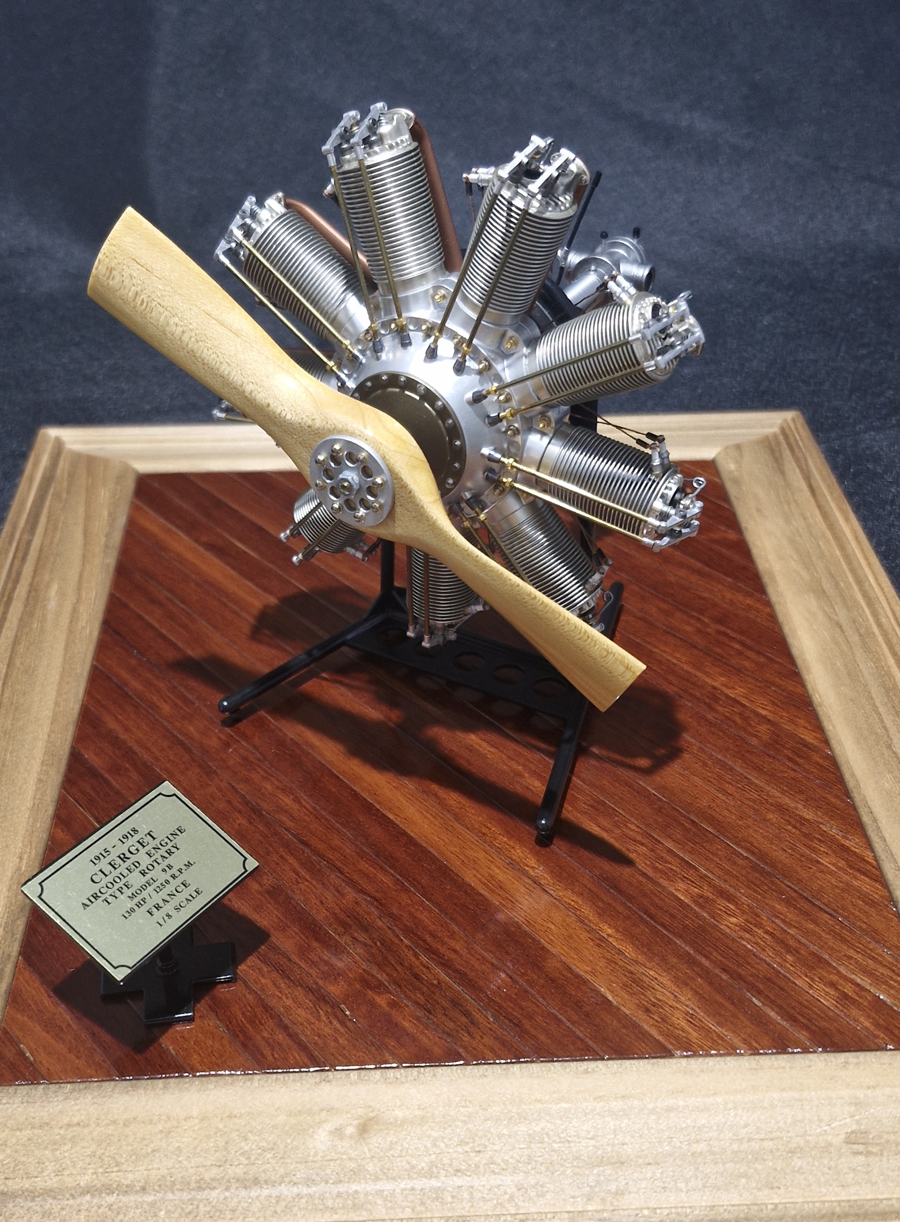Clerget 9B rotary engine. (The kit has approximately 90 pieces. The finished model has 763 pieces)